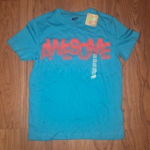 ‘Awesome’ blue shirt. Size M